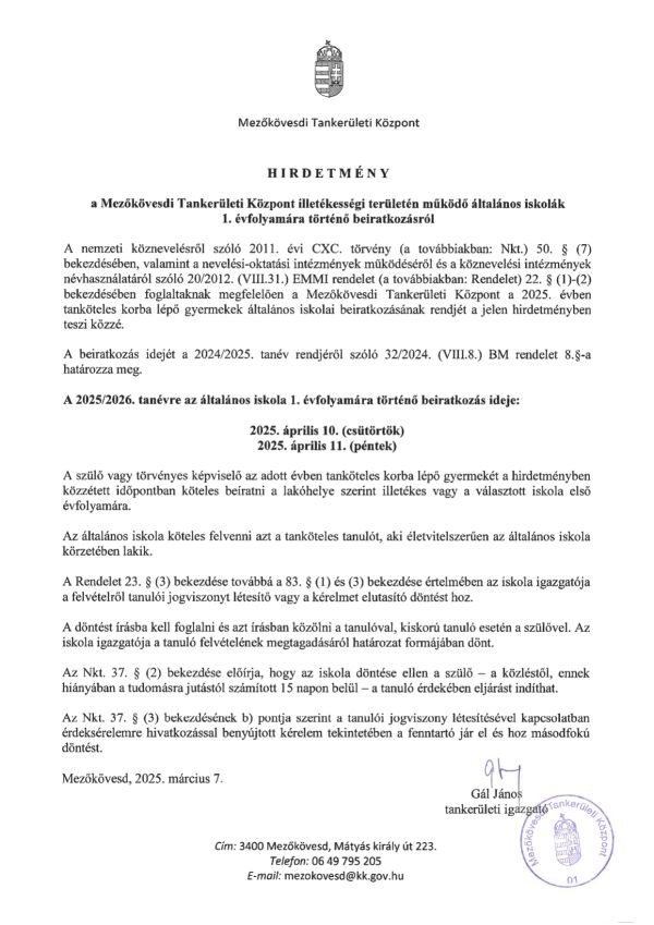Általános Iskolai beiratkozás galéria kép 1