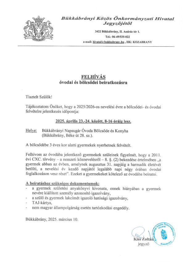 Óvodai, bölcsődei beiratkozás galéria kép 1
